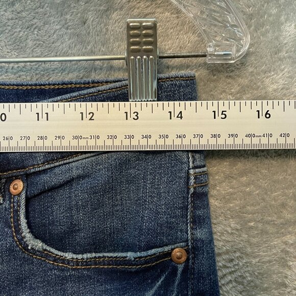 LOFT Women Classic Preppy Embroidered Slim Skinny Ankle Crop Dark Wash Jean 2 - Picture 8 of 11